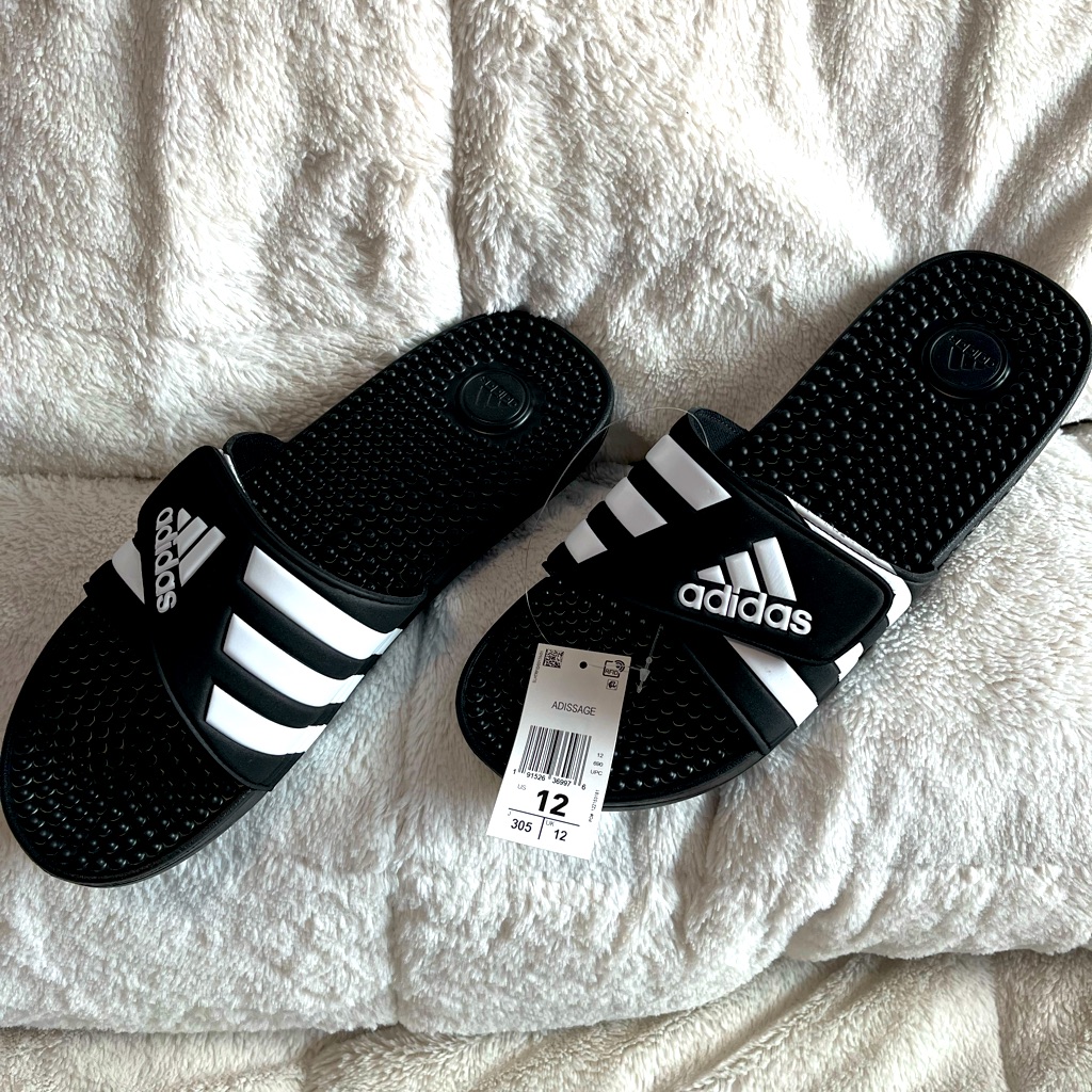 Adidas Black And White Slides